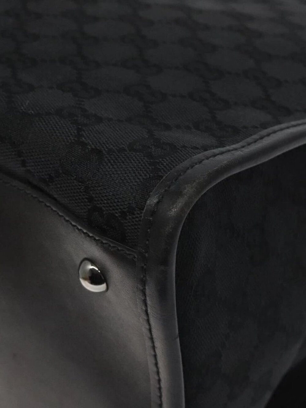 GUCCI GG Canvas Tote Bag Black Silver 109101 Auth nb119 - Picture 4 of 16